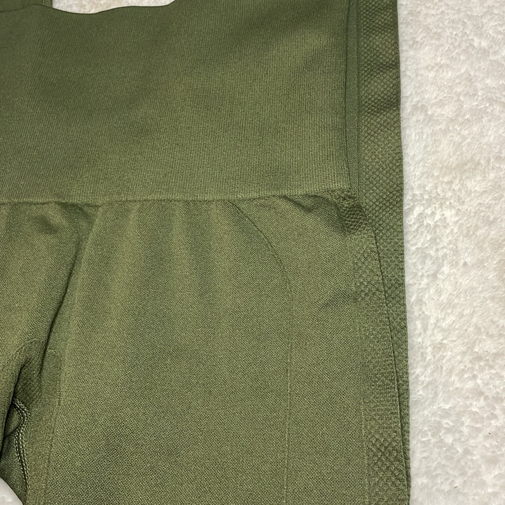 Homma Olive Green High-Waisted Leggings - Picture 4 of 10
